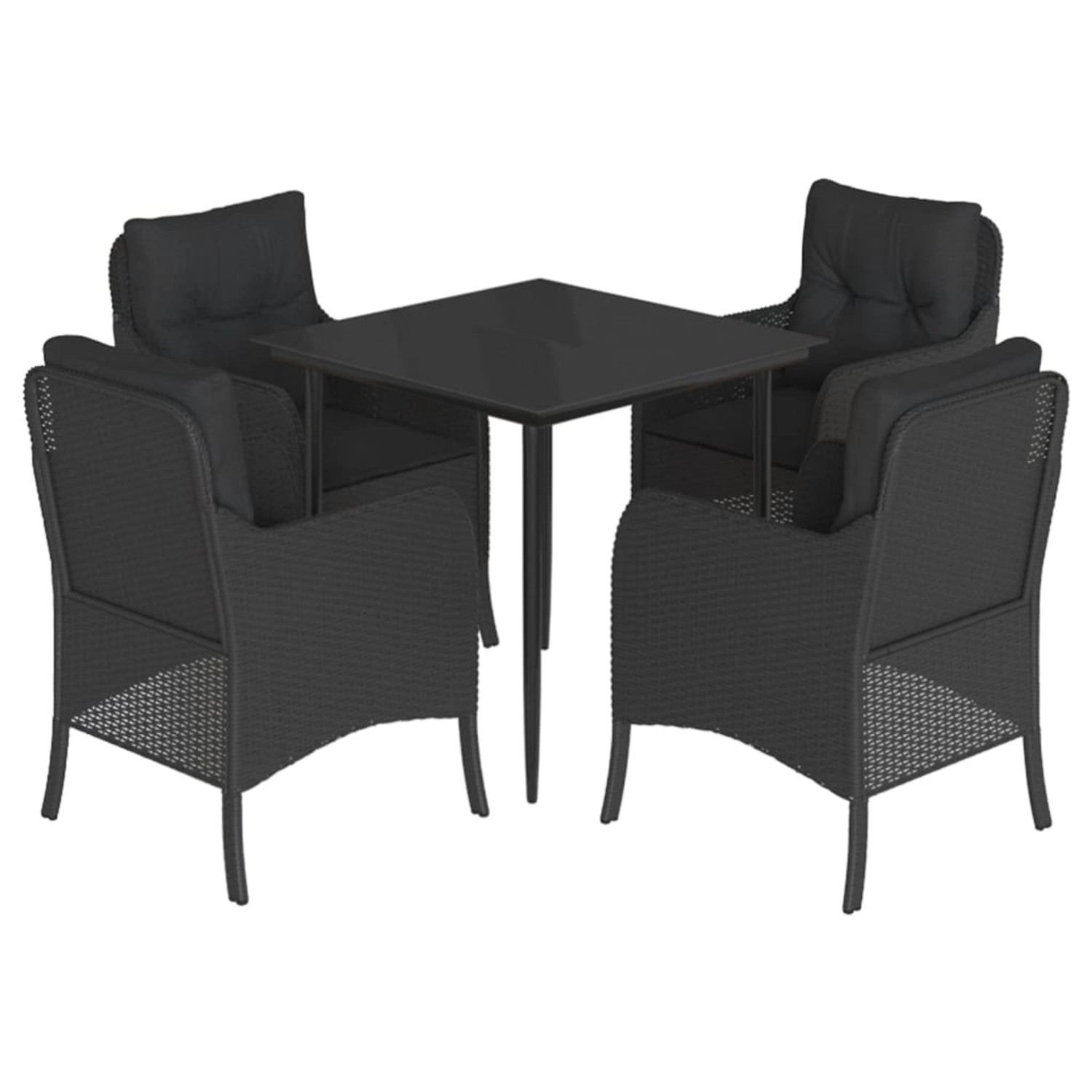 vidaXL 5-Tlg Garten-Essgruppe mit Kissen Schwarz Poly Rattan 3211921 günstig online kaufen
