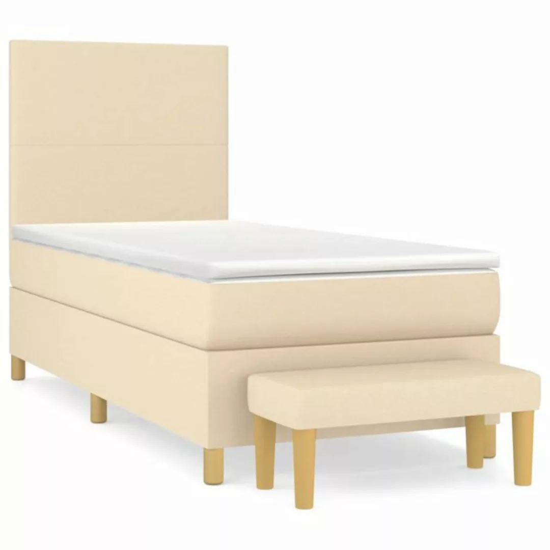 vidaXL Boxspringbett Boxspringbett mit Matratze und Fusshocker Stoff (80 x günstig online kaufen