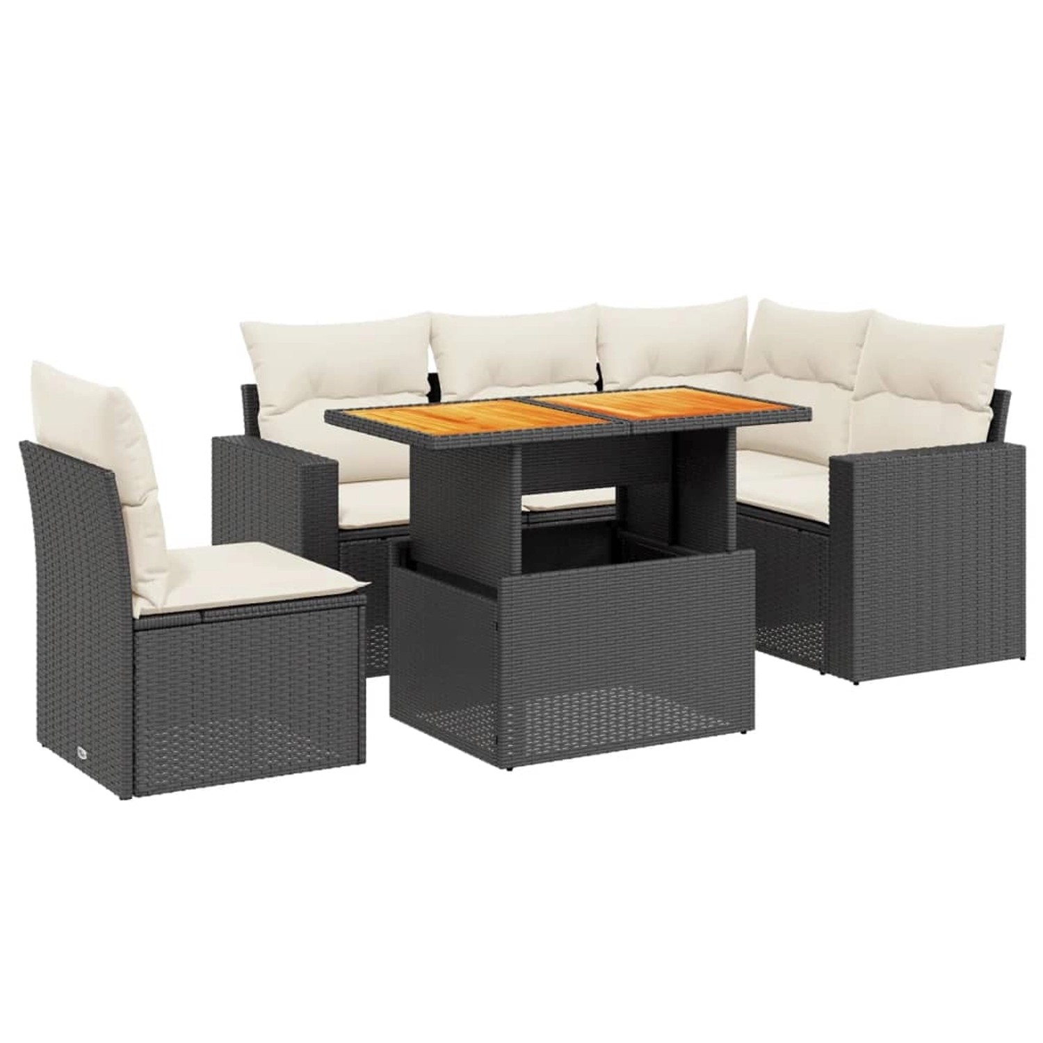 vidaXL 6-Tlg Garten-Sofagarnitur mit Kissen Schwarz Poly Rattan 3271315 günstig online kaufen