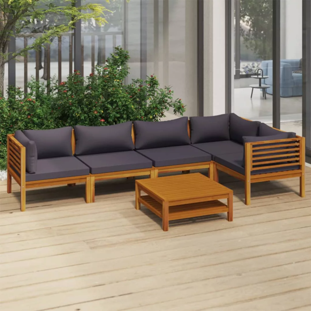 6-tlg. Garten-lounge-set Mit Auflage Massivholz Akazie günstig online kaufen