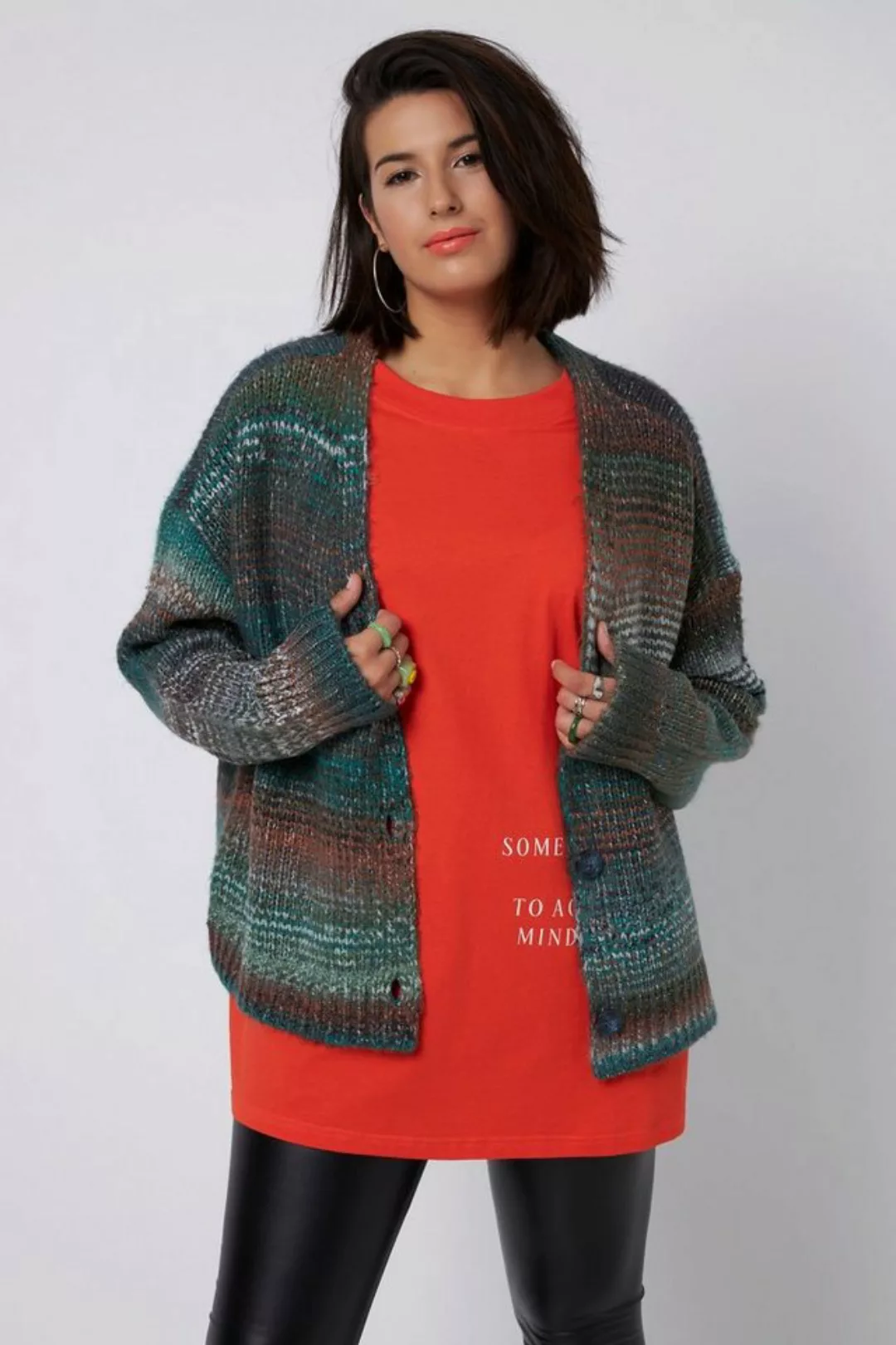 Studio Untold Strickjacke Strickjacke oversized Farbverlauf V-Ausschnitt günstig online kaufen