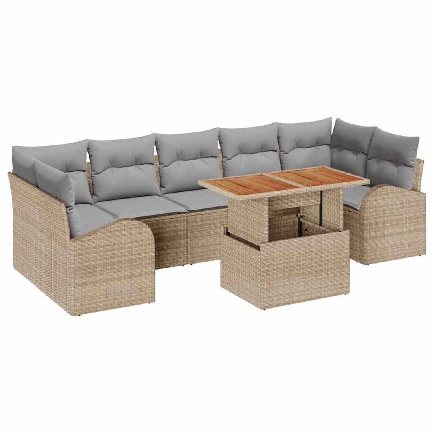 vidaXL Garten-Sofa-Set mit Speicher 8-Tlg Beige Poly Rattan 3358289 günstig online kaufen