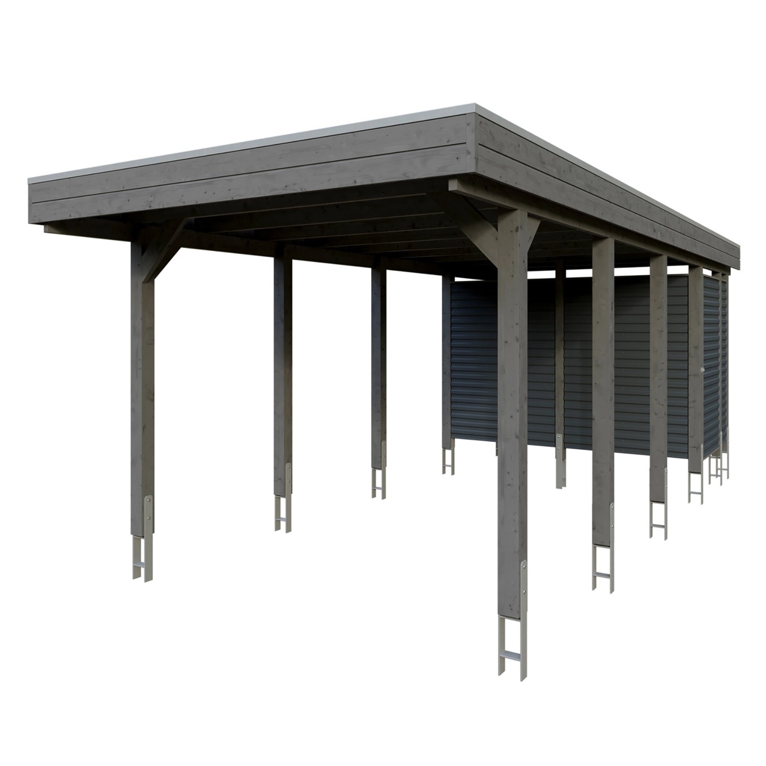 Skan Holz Carport Friesland Hybrid 314 cm x 708 cm Schiefergrau günstig online kaufen