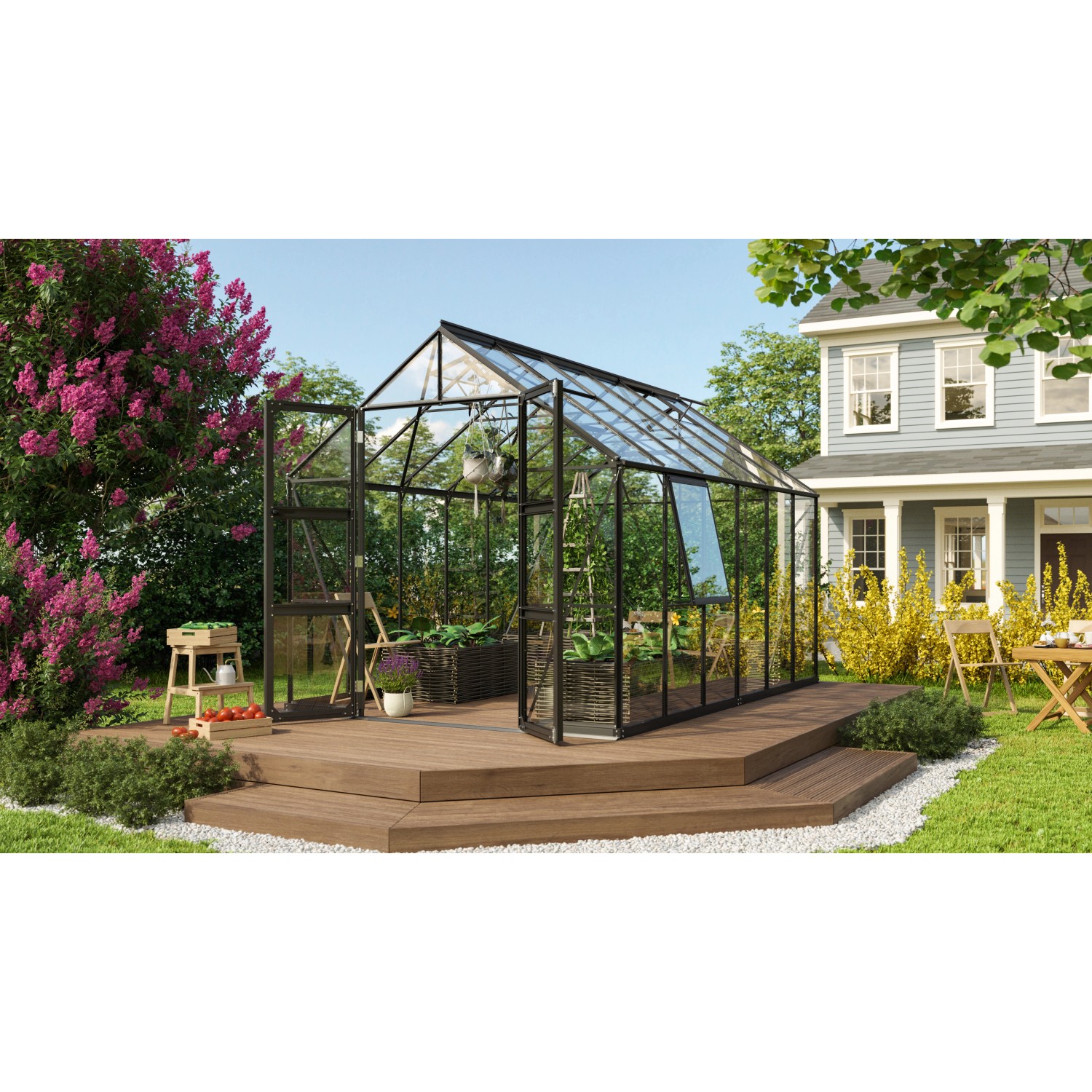 Vitavia Gewächshaus Olymp 9900 ESG Schwarz B 257 cm x T 387 cm günstig online kaufen