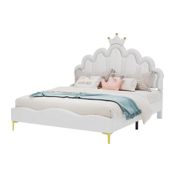 TavilaEcon Polsterbett Kinderbett Flaches Doppelbett mit krone-Form Prinzes günstig online kaufen