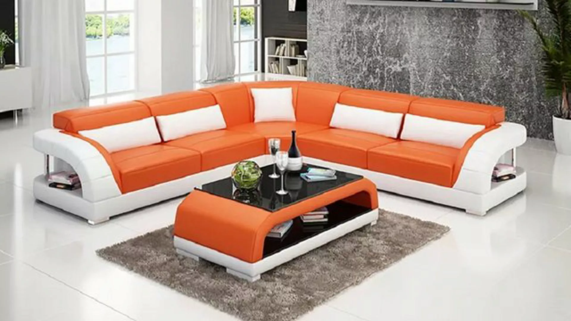 JVmoebel Ecksofa Ledersofa Design Wohnzimmer Couchen Günstige Polster Möbel günstig online kaufen