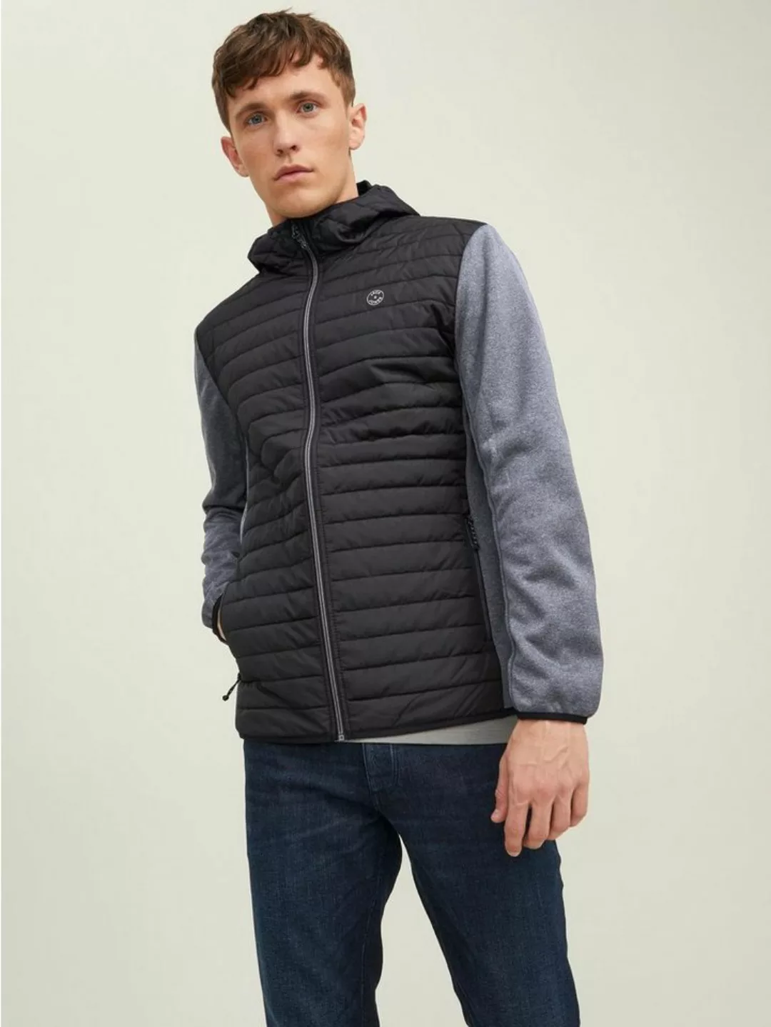 Jack & Jones Blouson Softshell Stepp Jacke mit Kapuze JJEMULTI 6245 in Grau günstig online kaufen