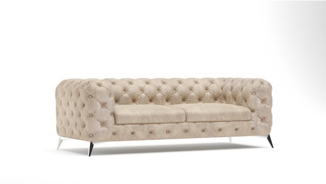 S-Style Möbel Chesterfield-Sofa 3-Sitzer Wanja mit Silber Metall Füßen, 3-S günstig online kaufen