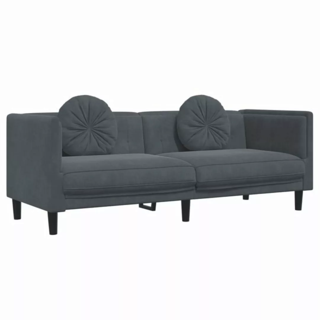 vidaXL Sofa Sofa mit Kissen 3-Sitzer Dunkelgrau Samt günstig online kaufen