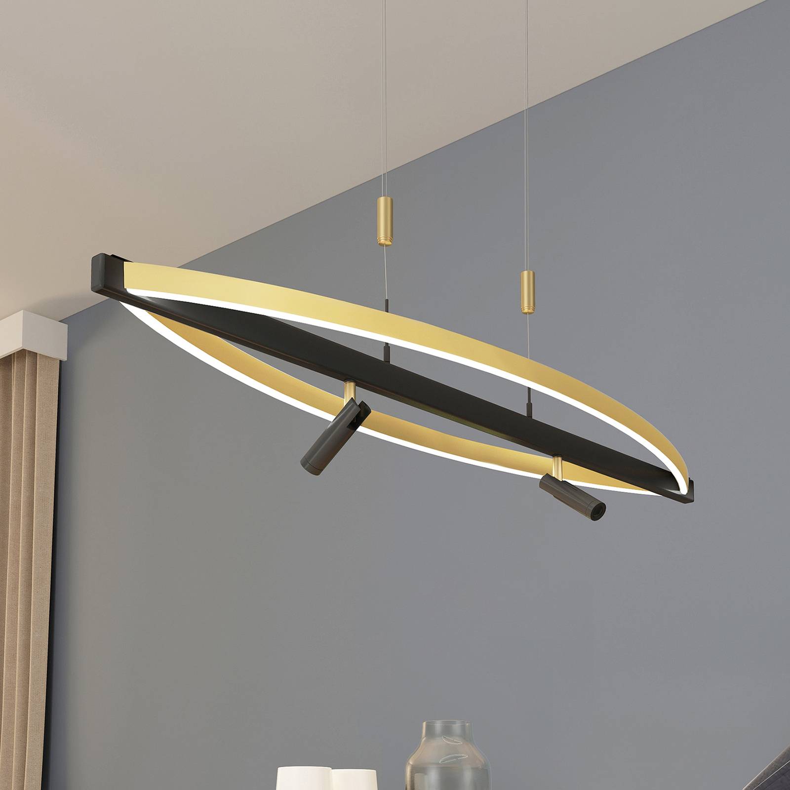 Lucande Matwei LED-Hängelampe, oval, messing günstig online kaufen