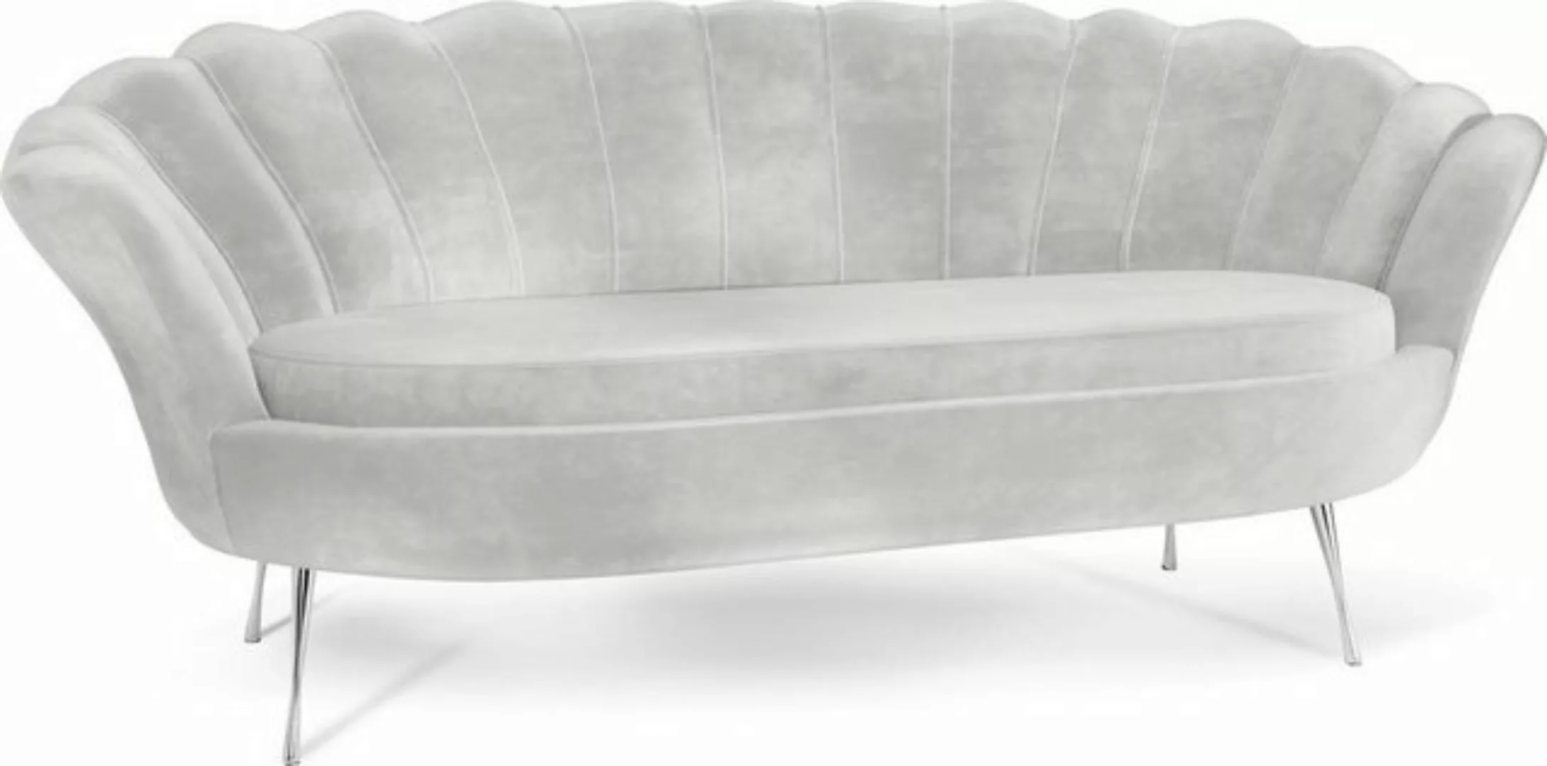 WFL GROUP Sofa Muschel, Samt 3-Sitzer Couch mit Golden oder Silber Metallbe günstig online kaufen