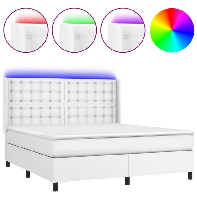 vidaXL Boxspringbett Boxspringbett mit Matratze und LED Kunstleder (160 x 2 günstig online kaufen