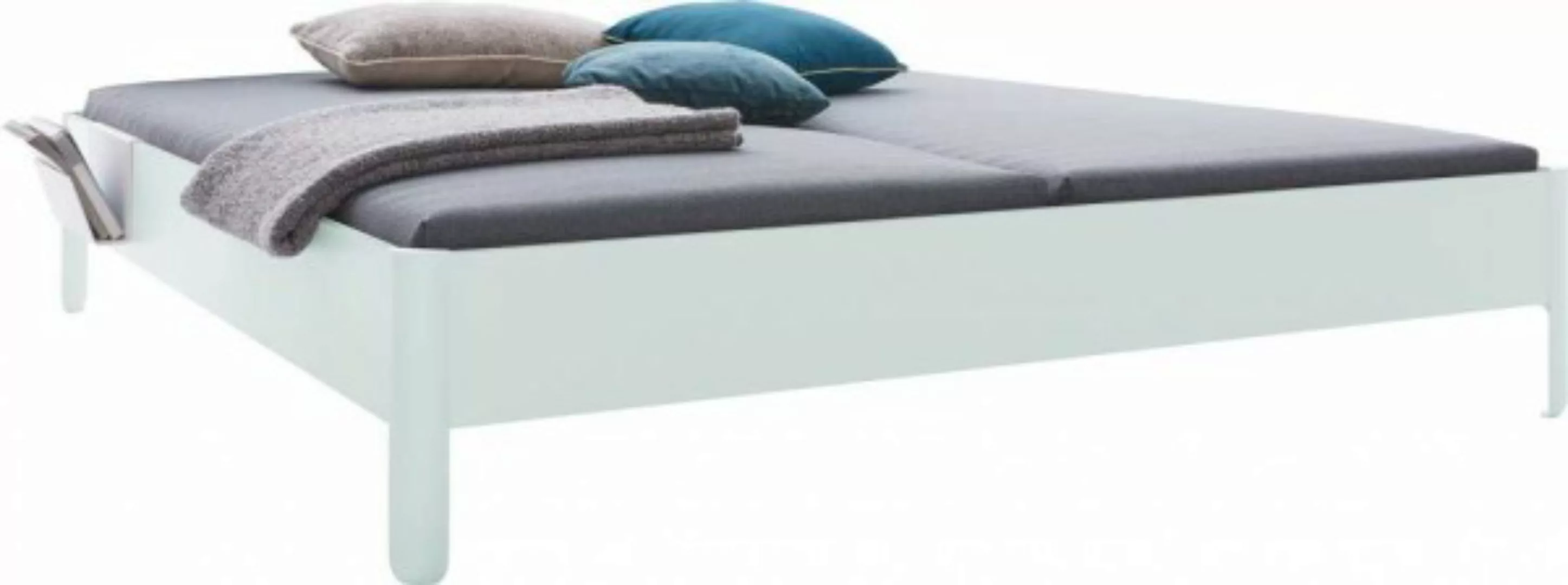 NAIT Doppelbett farbig lackiert Aquarellweiß 160 x 200cm Ohne Kopfteil günstig online kaufen