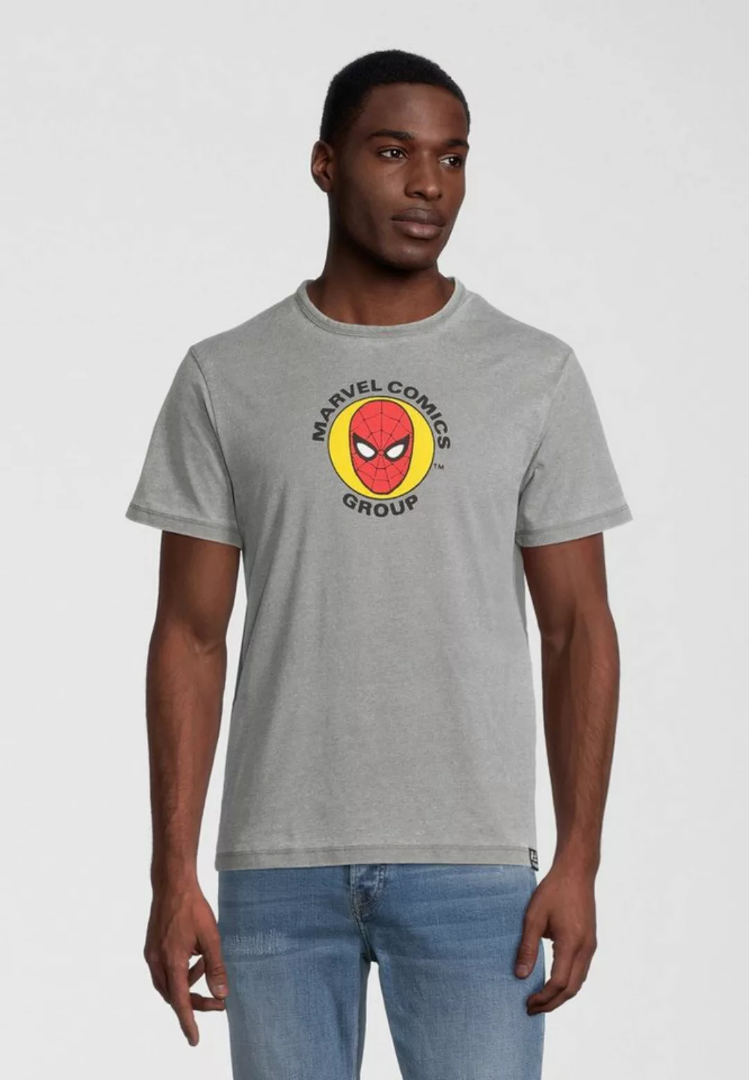 Recovered T-Shirt Marvel Spider-Man Circle Light Grey GOTS zertifizierte Bi günstig online kaufen