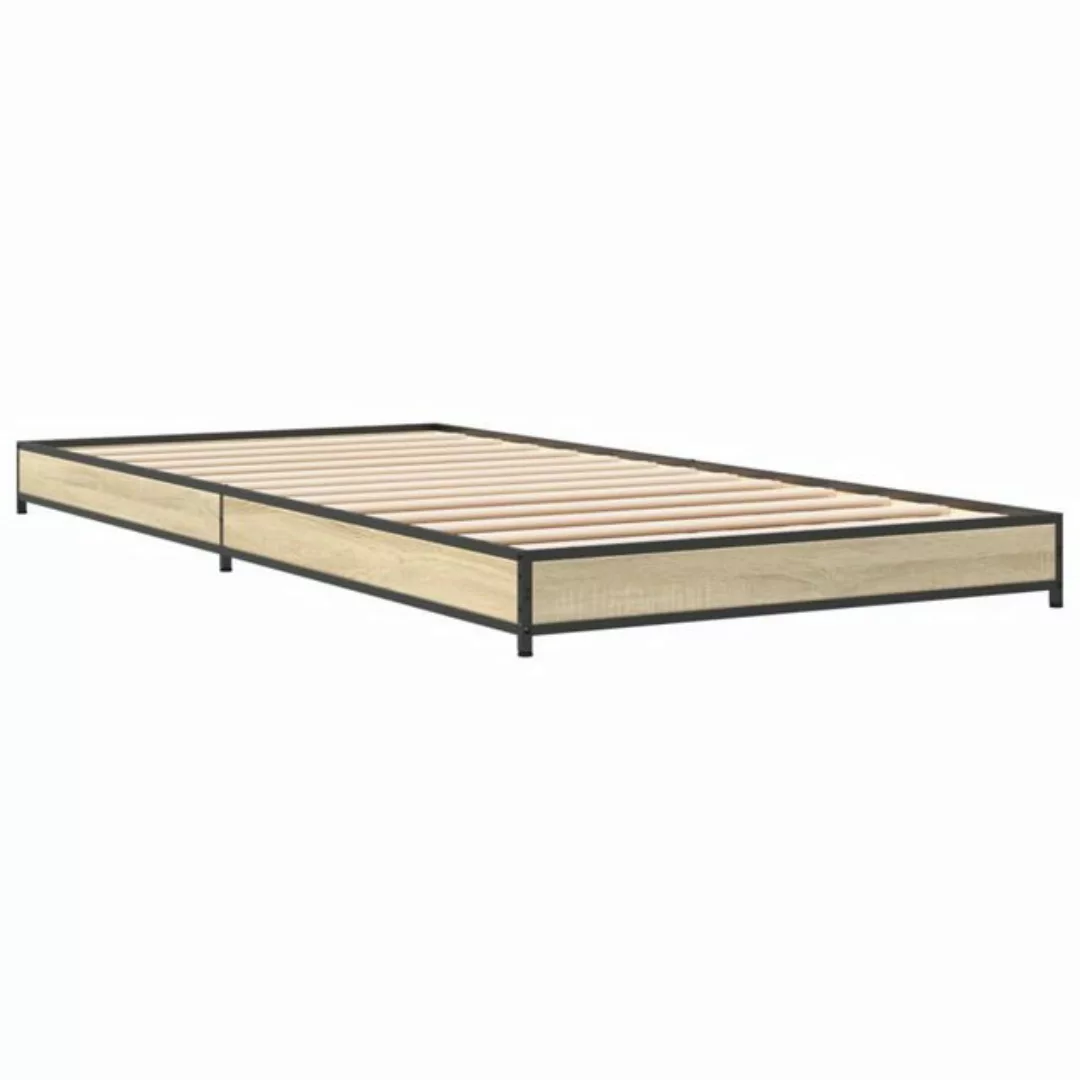 vidaXL Bett Bettgestell Sonoma-Eiche 75x190 cm Holzwerkstoff und Metall günstig online kaufen