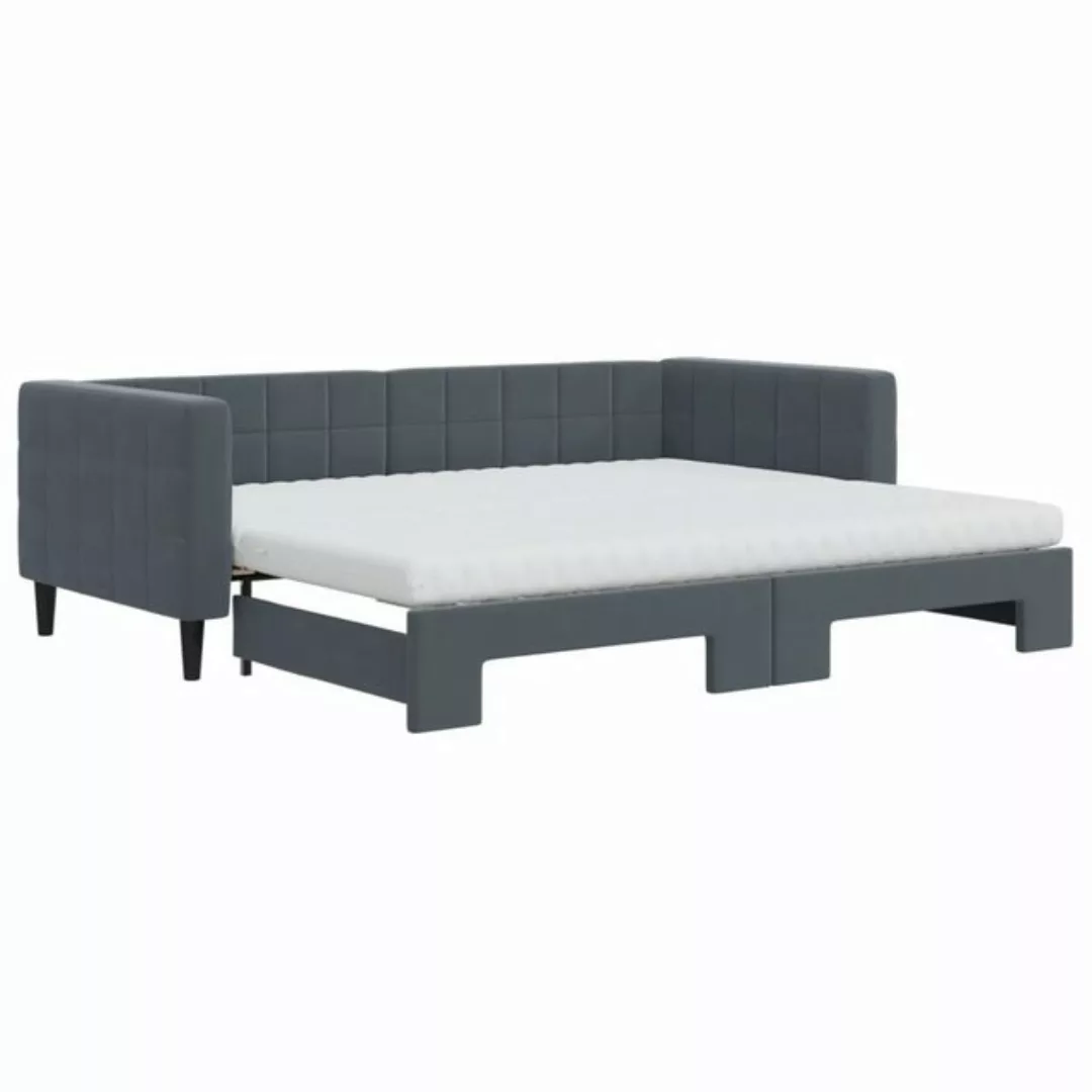 vidaXL Bett Tagesbett Ausziehbar mit Matratzen Dunkelgrau 90x200 cm Samt günstig online kaufen