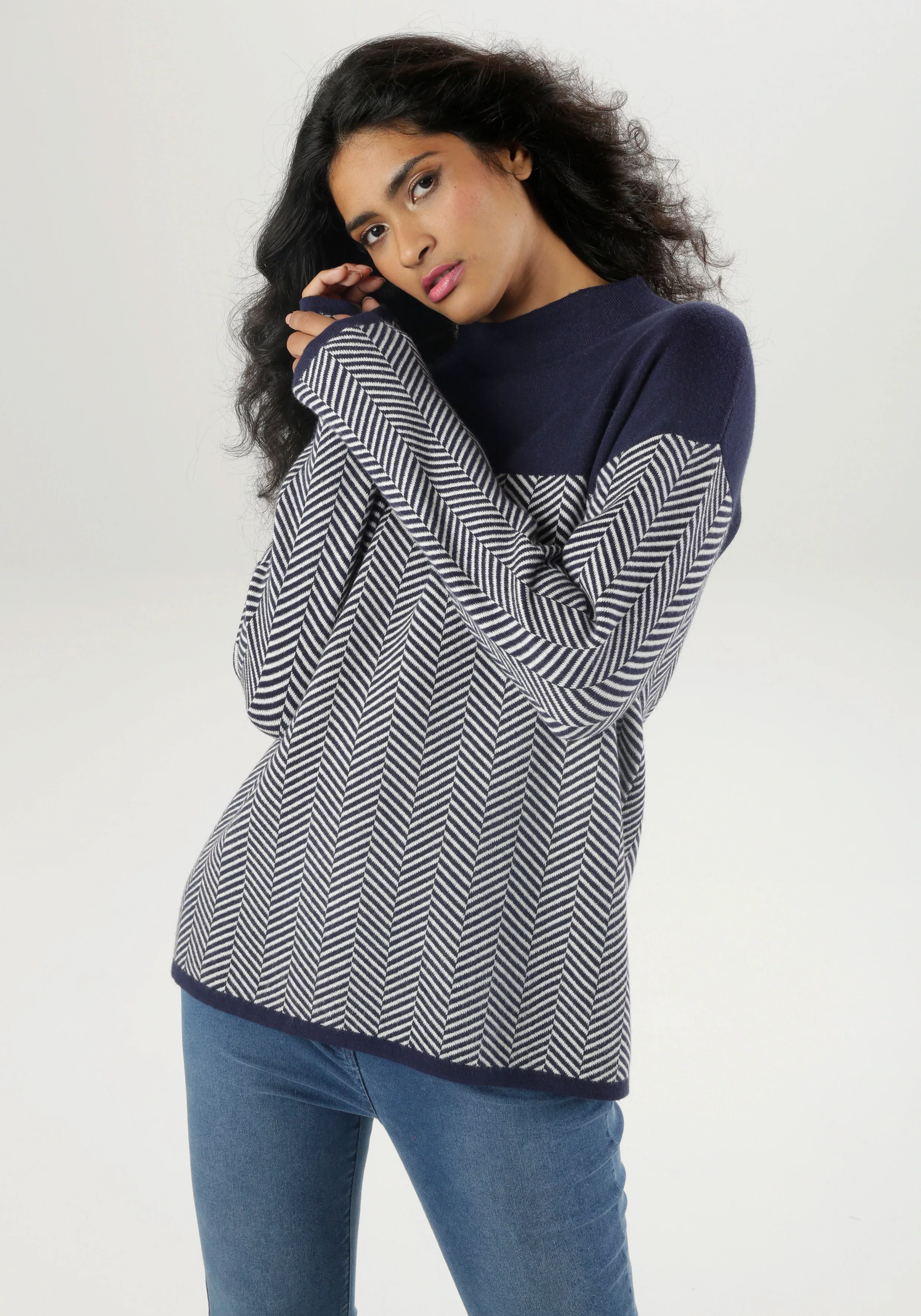 Aniston SELECTED Strickpullover, mit weiterem Stehkragen - NEUE KOLLEKTION günstig online kaufen