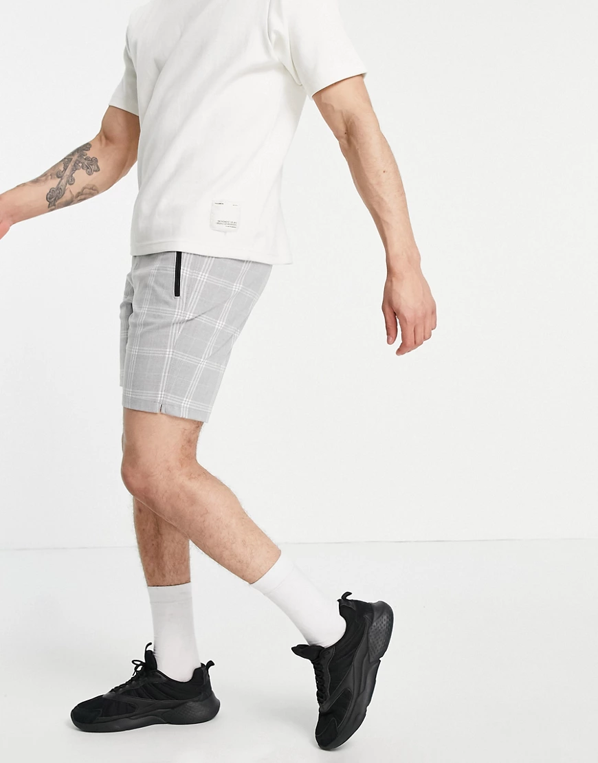 Bershka – Grau karierte Shorts günstig online kaufen