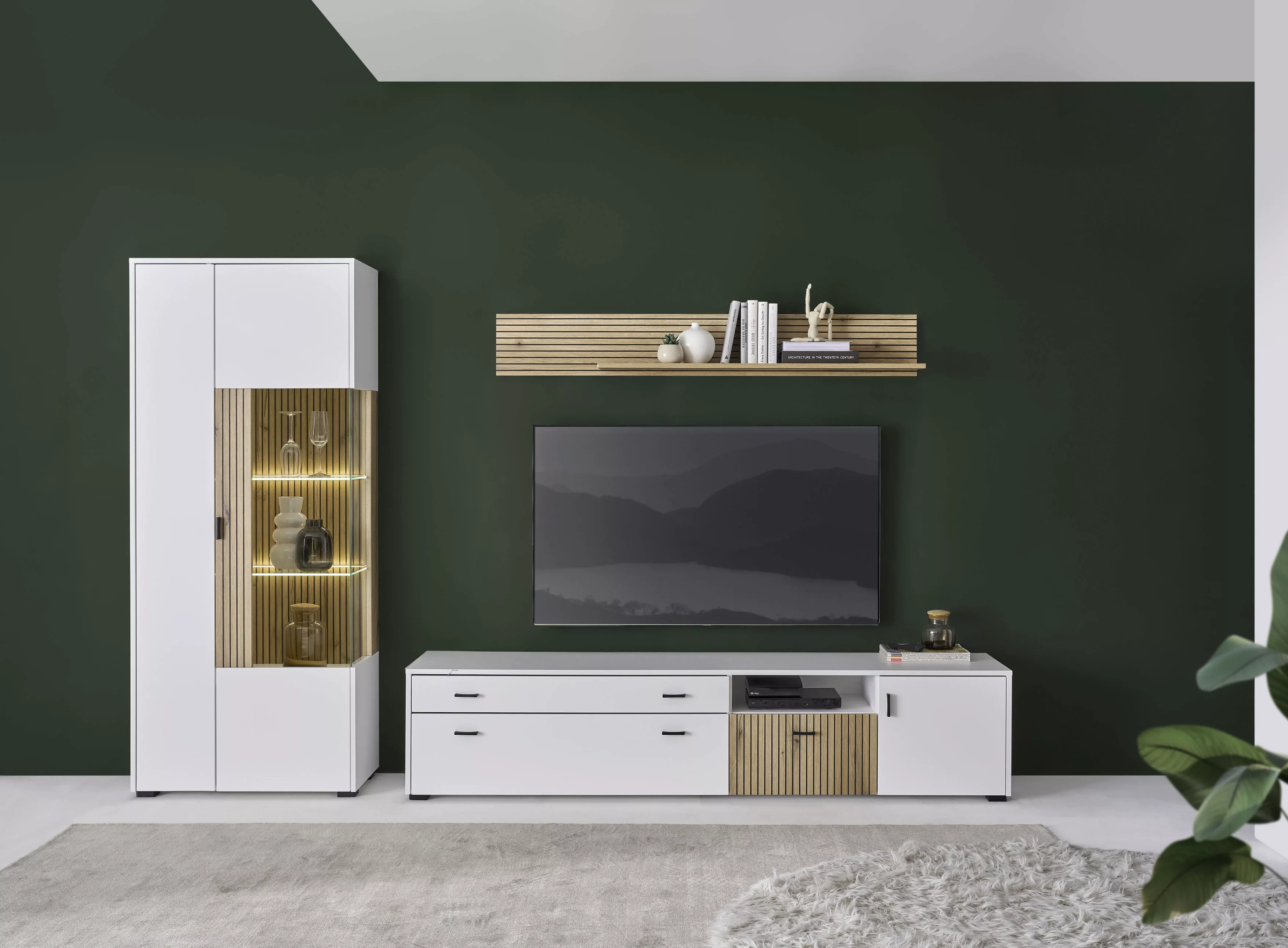 INOSIGN Wohnwand "HUDSON", (Set, 3 St.), mit moderner Rillenoptik, Griffe a günstig online kaufen