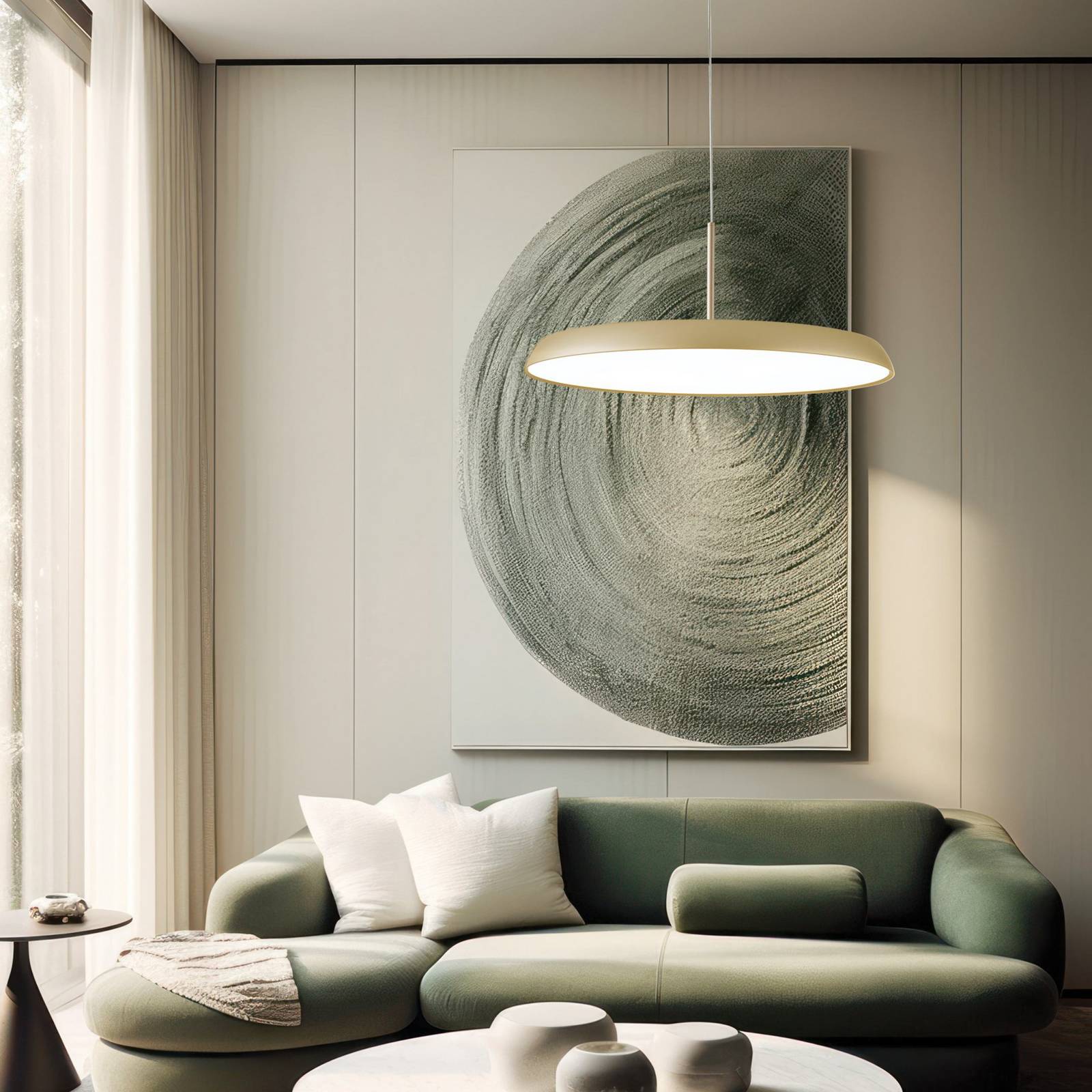 LED-Hängelampe Art, creme-goldfarben, Ø 45 cm, Metall günstig online kaufen