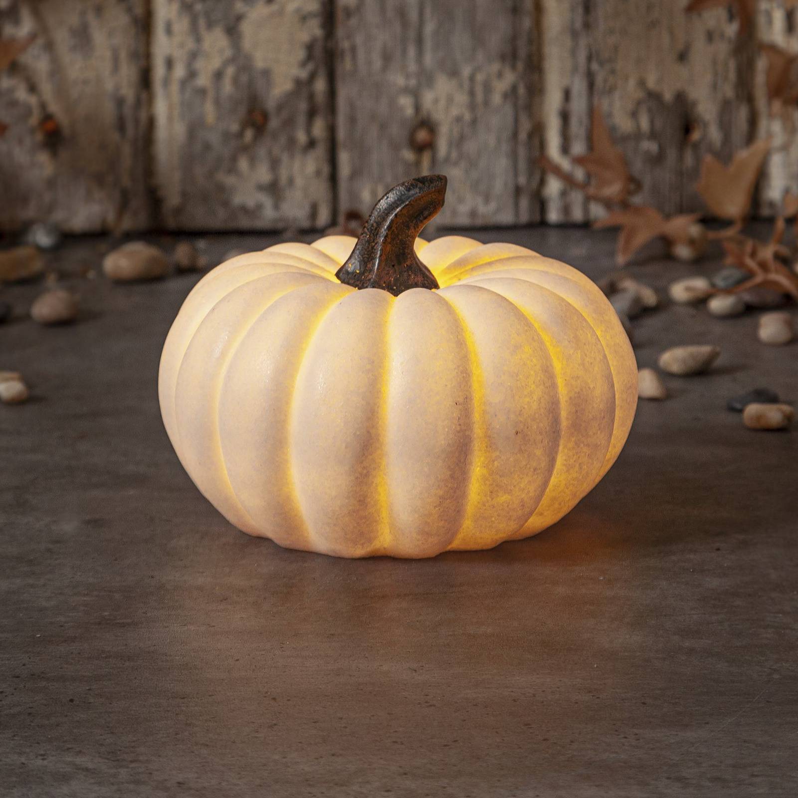 LED-Terrassenleuchte Sandy Pumpkin, Ø 15 cm, weiß, Batterie günstig online kaufen