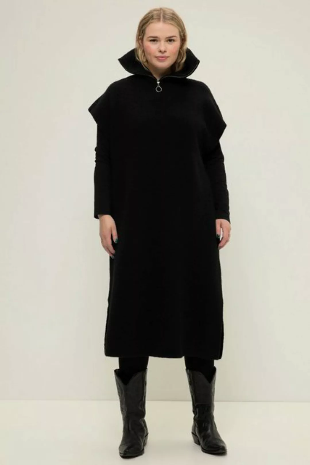Studio Untold Jerseykleid Strick-Kleid oversized Troyerkragen ärmellos günstig online kaufen