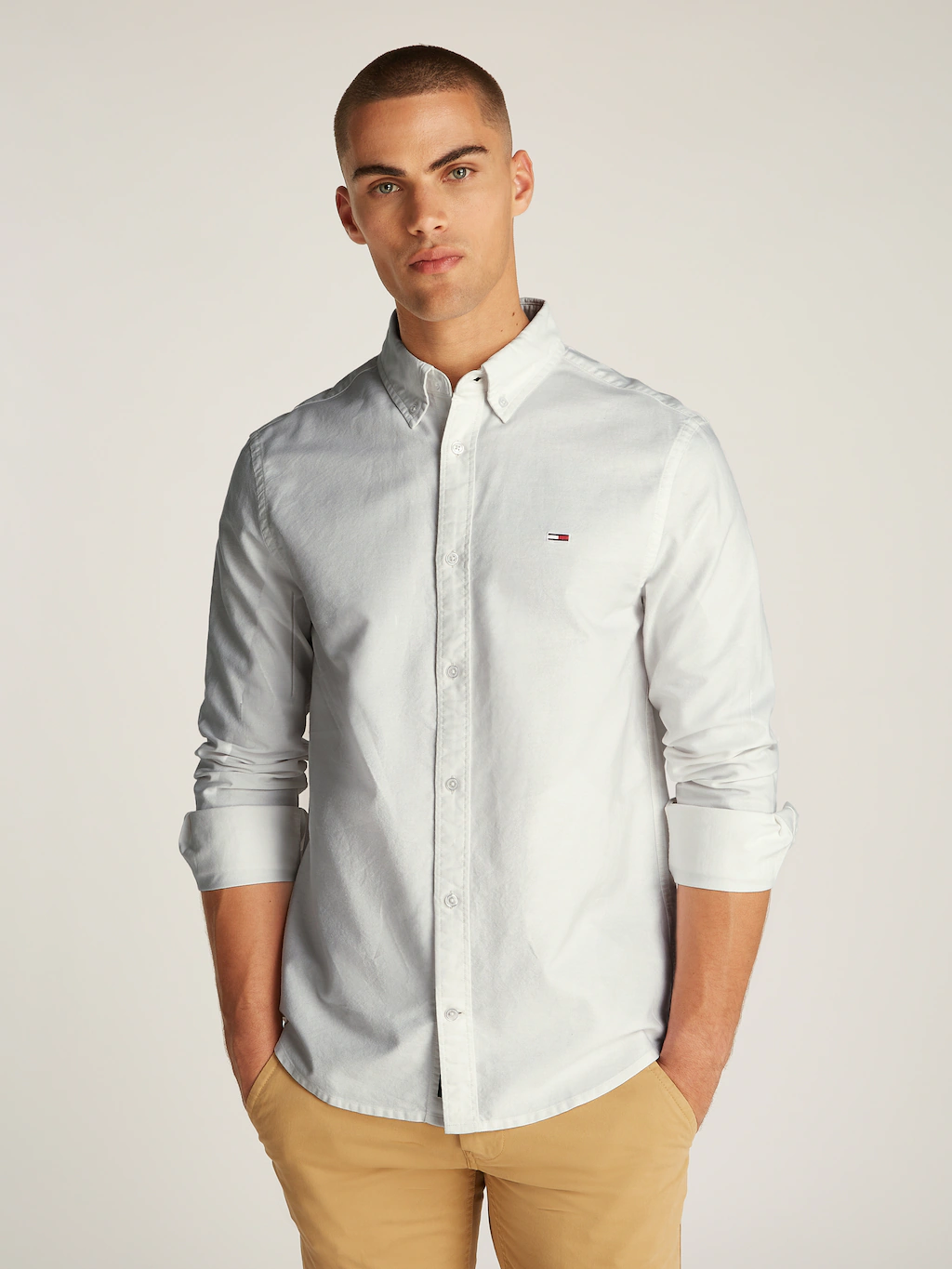 Tommy Jeans Langarmhemd "TJM REG OXFORD SHIRT EXT", mit Logostickerei günstig online kaufen