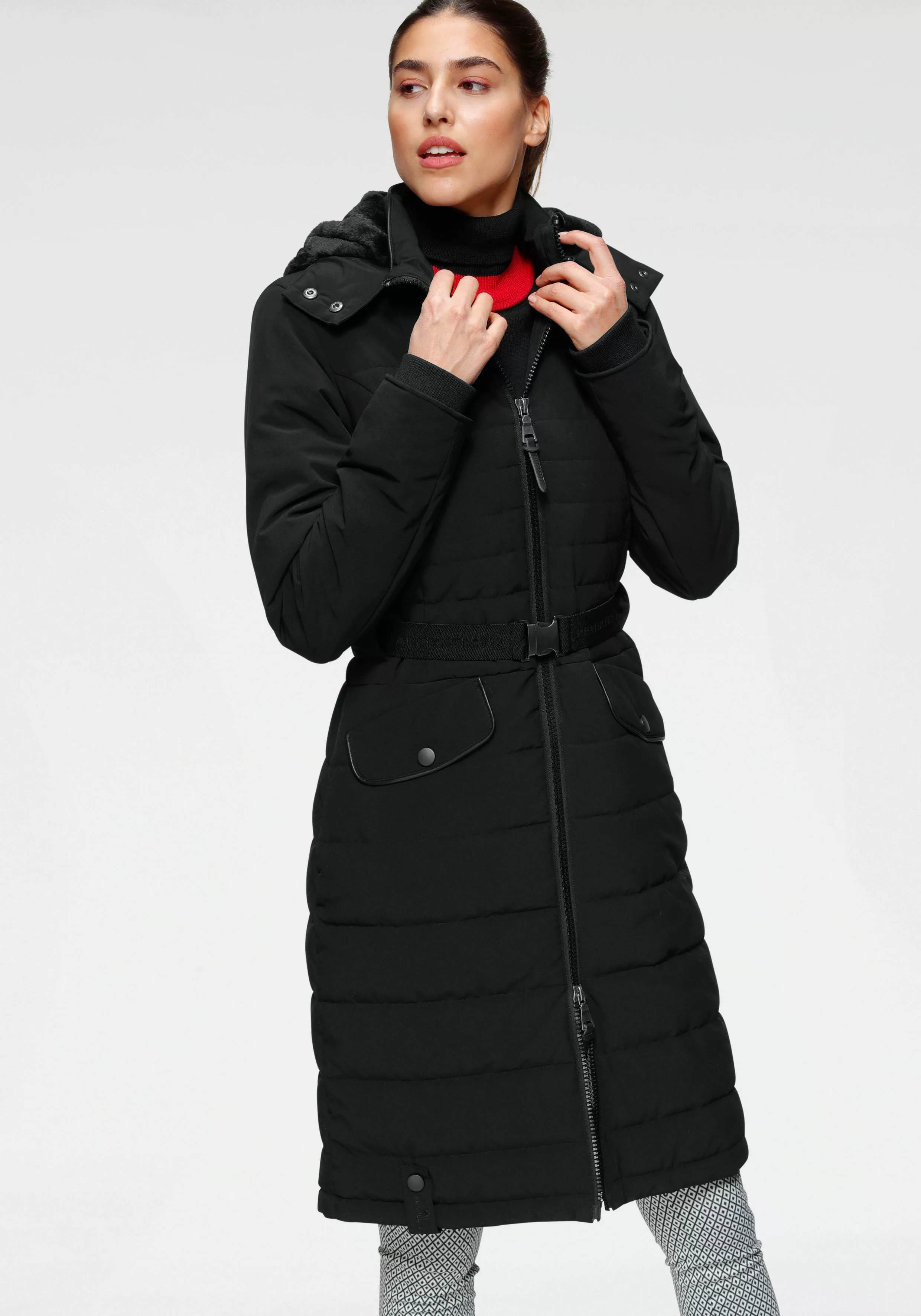 ALPENBLITZ Steppmantel "Oslo long", Mantel mit Markenprägung auf dem Gürtel günstig online kaufen