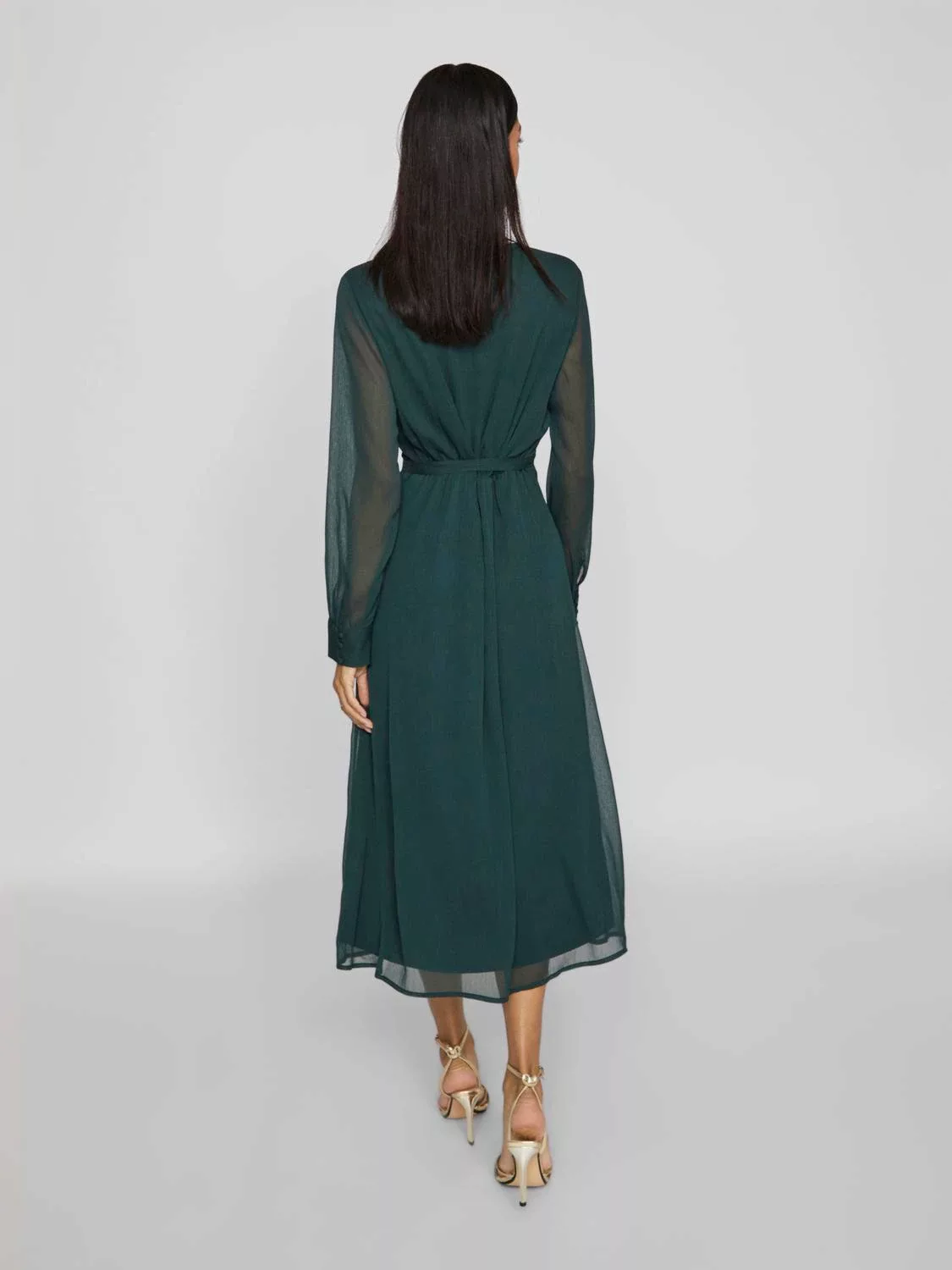 Vila Chiffonkleid "VIFALIA V-NECK L/S MIDI DRESS - NOOS" günstig online kaufen