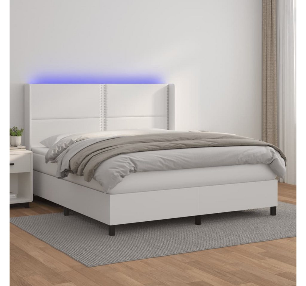 vidaXL Boxspringbett Boxspringbett mit Matratze und LED Kunstleder (160 x 2 günstig online kaufen