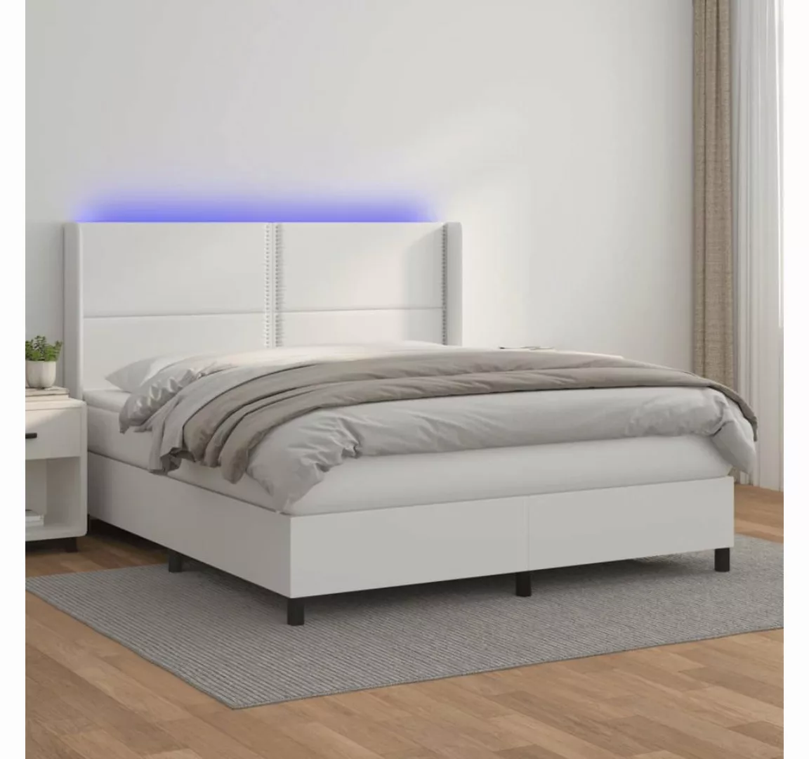 vidaXL Boxspringbett Boxspringbett mit Matratze und LED Kunstleder (160 x 2 günstig online kaufen