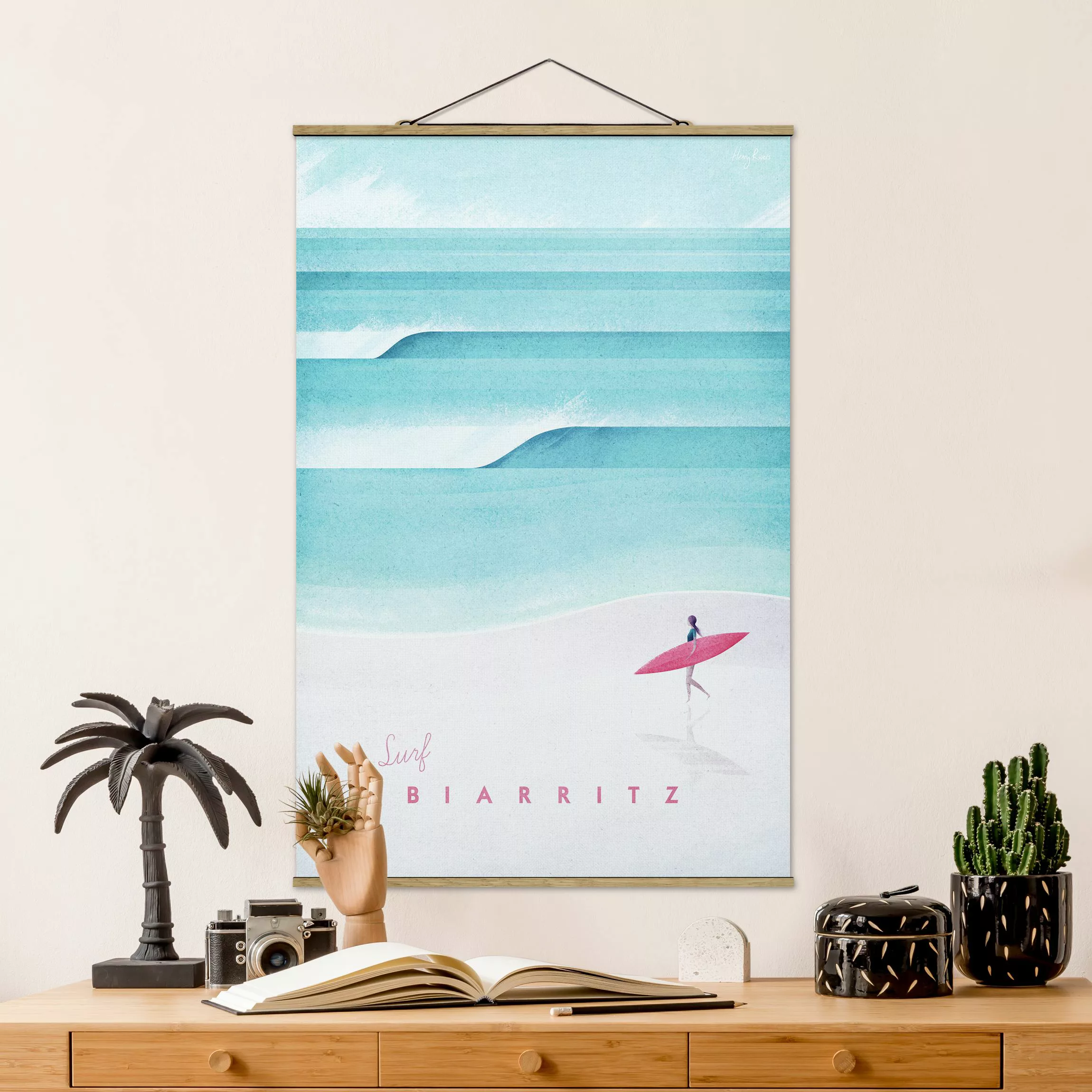 Stoffbild mit Posterleisten - Hochformat Reiseposter - Biarritz günstig online kaufen