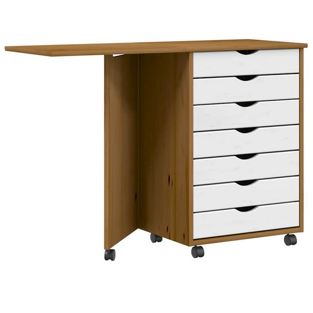 vidaXL Schrankmodule Rollschrank mit Schreibtisch MOSS Honigbraun Massivhol günstig online kaufen