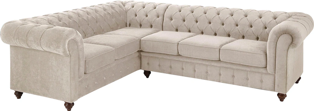 Home affaire Chesterfield-Sofa "Chesterfield Ecksofa, auch in Leder L-Form" günstig online kaufen