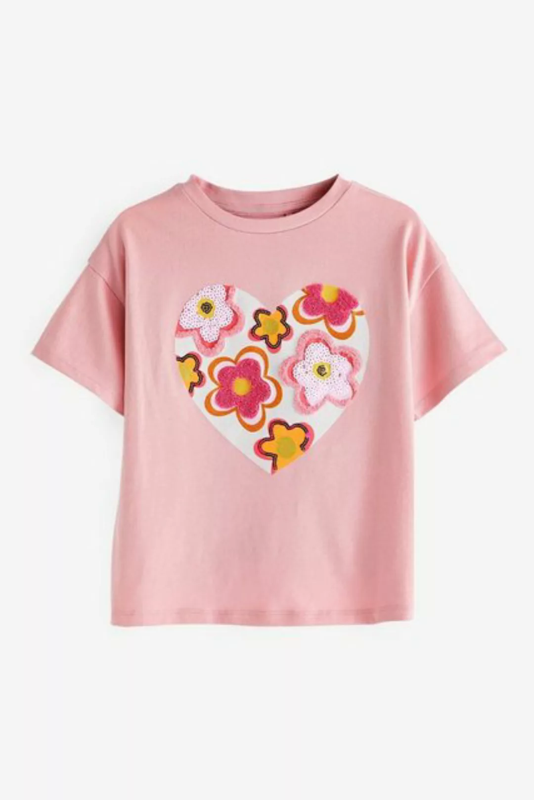 Next T-Shirt T-Shirt mit Paillettenstickerei Blume (1-tlg) günstig online kaufen