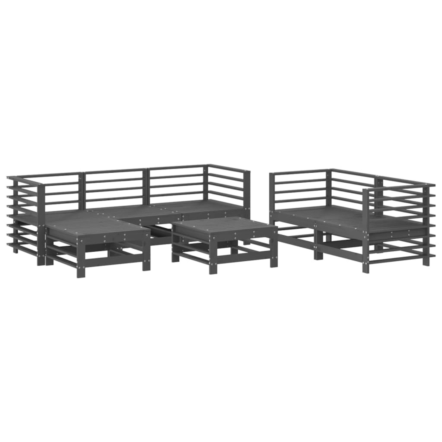 vidaXL 7-tlg Garten-Lounge-Set Grau Massivholz Kiefer Modell 10 günstig online kaufen