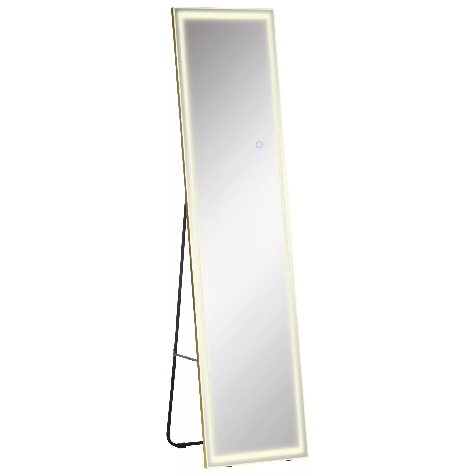 HOMCOM Wandspiegel mit LED 2 in 1 Standspiegel Ganzkörperspiegel Aluminiumr günstig online kaufen