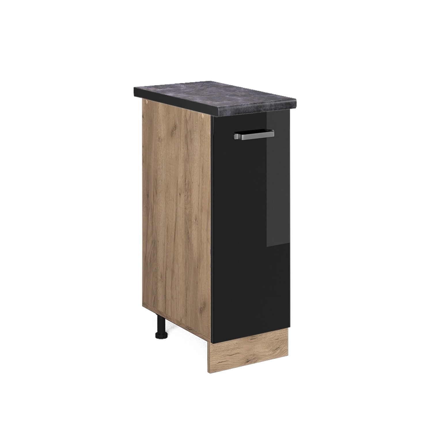 Vicco Apothekerschrank R-Line, Schwarz Hochglanz/Goldkraft Eiche, günstig online kaufen