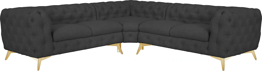 Leonique Chesterfield-Sofa "Ecksofa GLYNIS L-Form mit Wellenunterfederung, günstig online kaufen