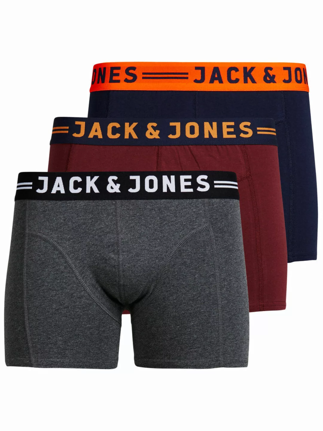 Jack & Jones 3-er Set Trunks Grau, Blau und Bordeaux günstig online kaufen