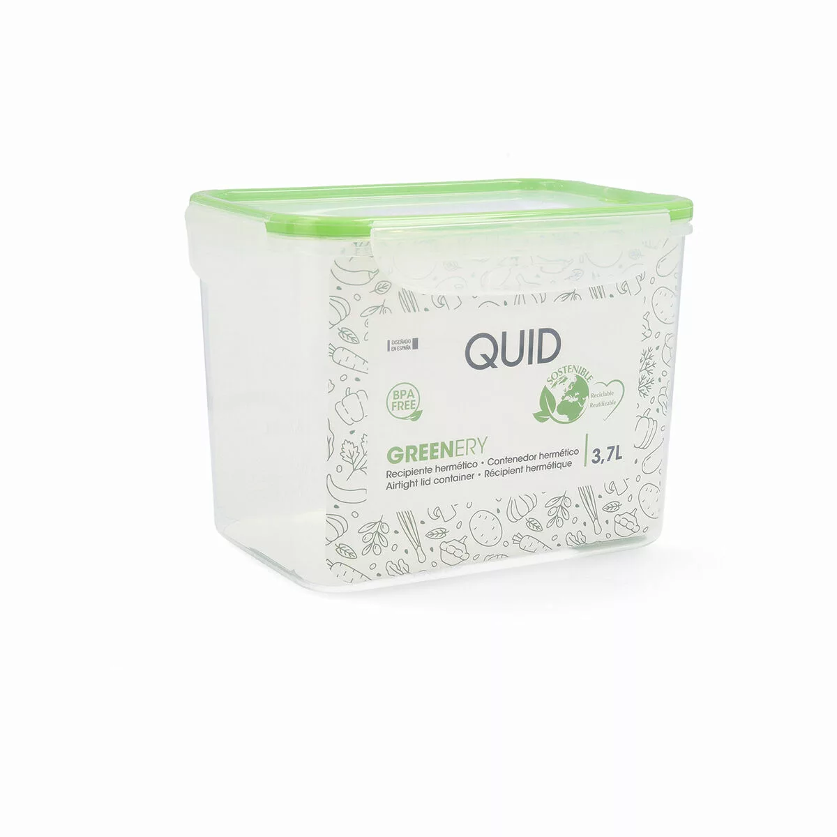 Lunchbox Hermetisch Quid Greenery Durchsichtig Kunststoff (3,7 L) (pack 4x) günstig online kaufen