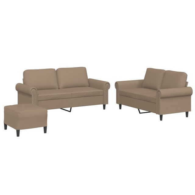 vidaXL Sofa 3-tlg. Sofagarnitur mit Kissen Cappuccino-Braun Kunstleder günstig online kaufen