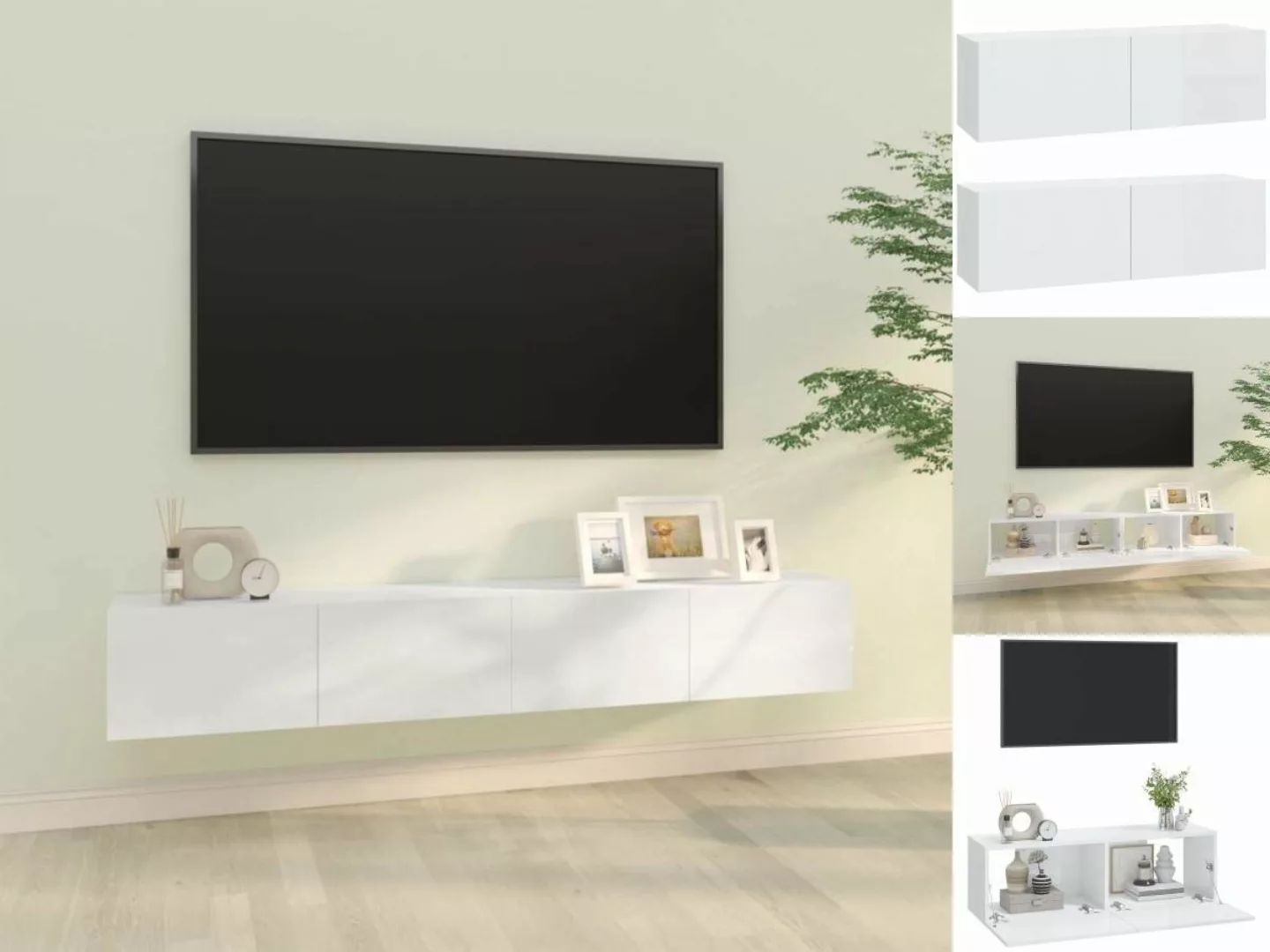 vidaXL TV-Schrank TV-Wandschränke 2 Stk Hochglanz-Weiß 100x30x30cm Spanplat günstig online kaufen