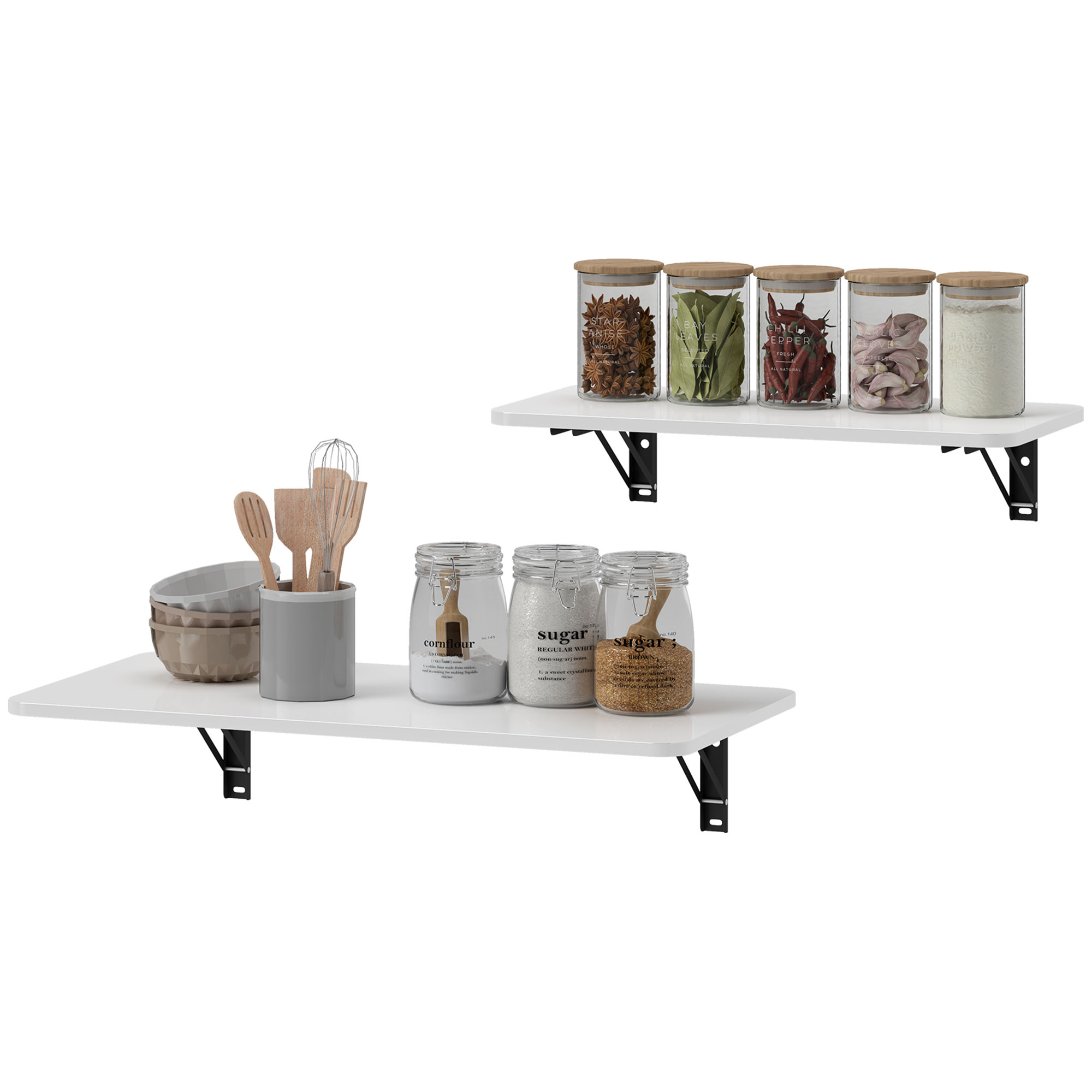 HOMCOM Satz von 2 klappbaren Wandtischen, klappbarer Wandtisch aus Holz, sc günstig online kaufen