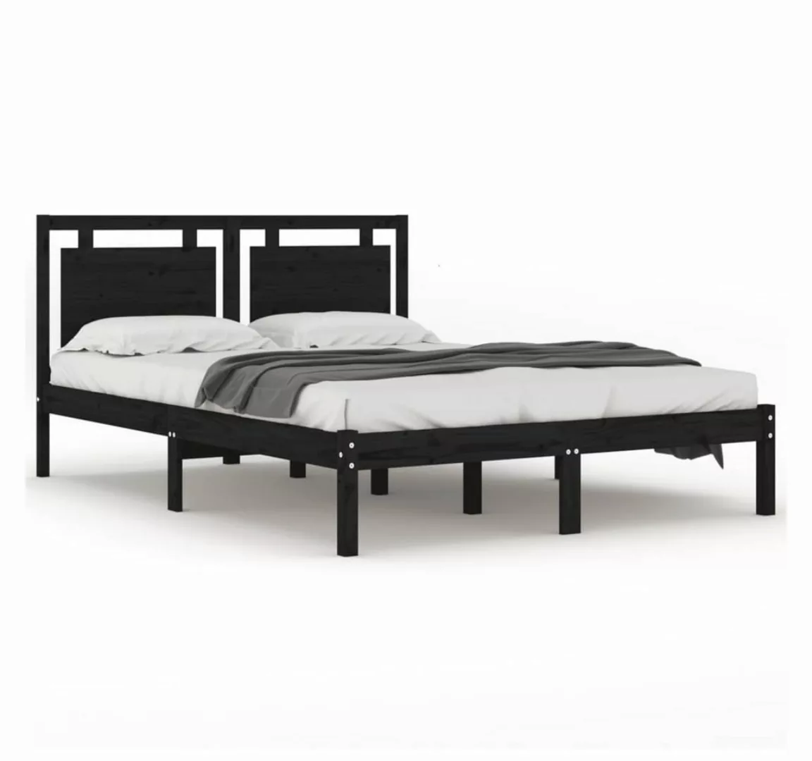 vidaXL Bettgestell Massivholzbett Schwarz 200x200 cm Bett Bettgestell Doppe günstig online kaufen