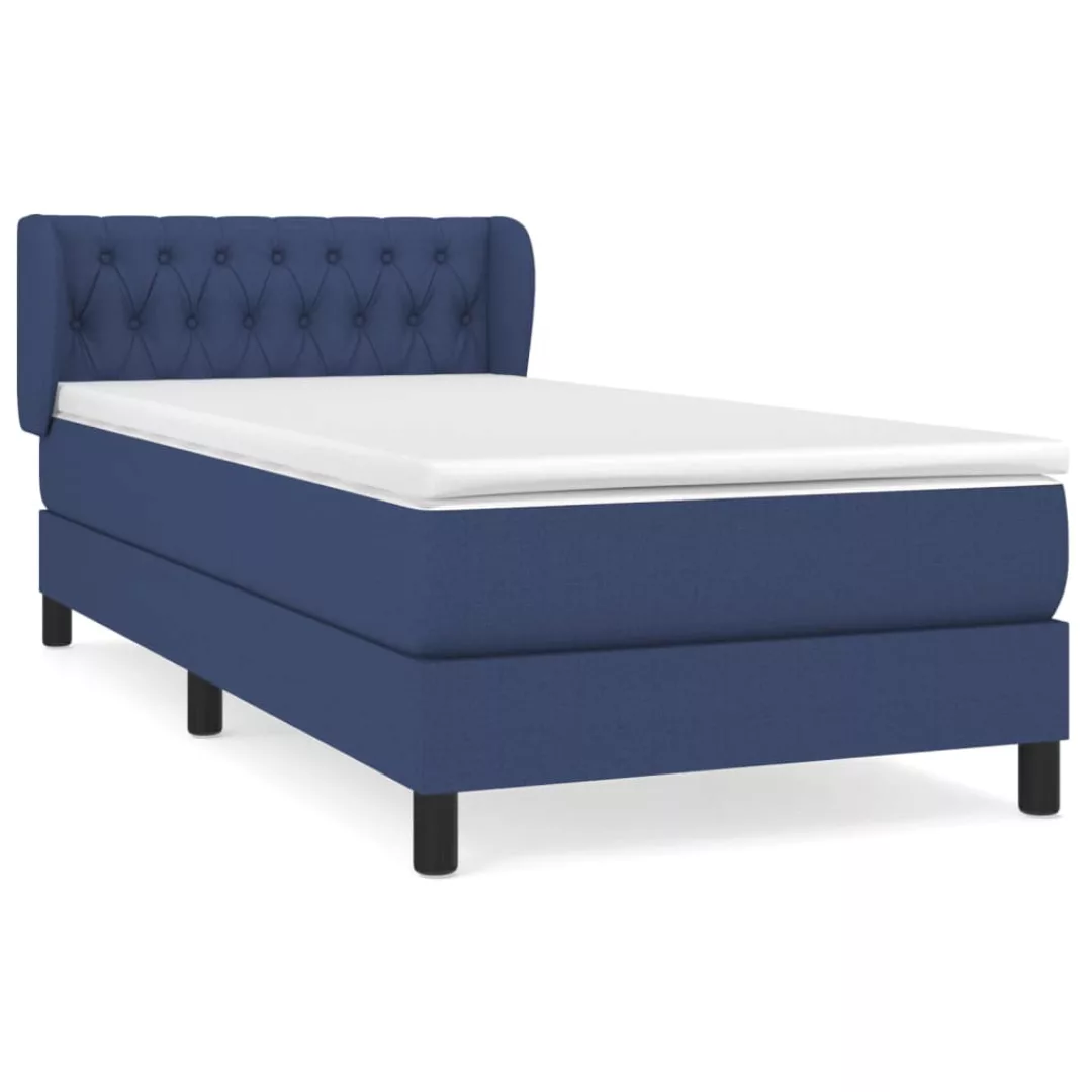 Vidaxl Boxspringbett Mit Matratze Blau 100x200 Cm Stoff günstig online kaufen