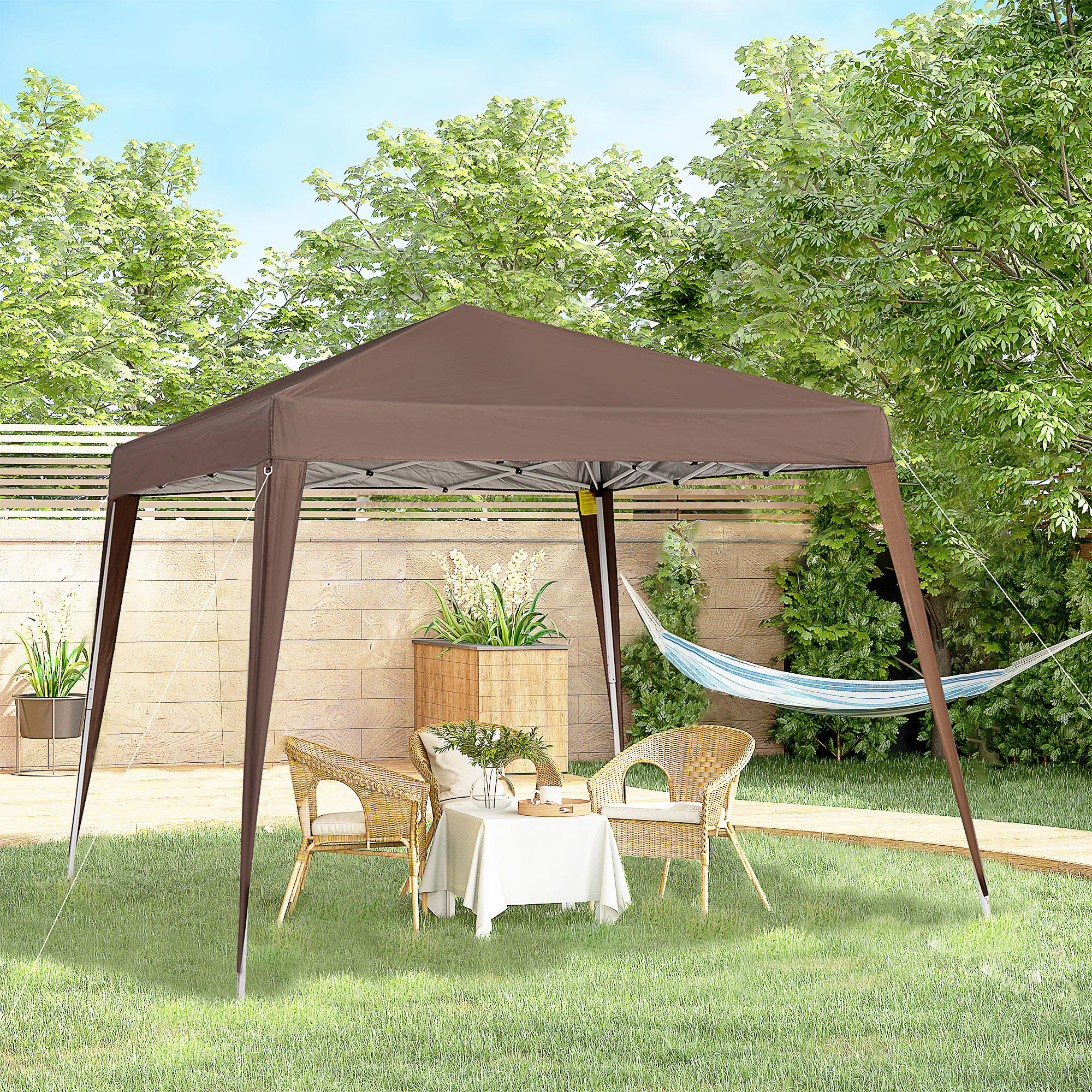 Outsunny Pavillon Gartenpavillon Pop-up Faltbar 2,4 x 2,4 m Stahl Oxford Po günstig online kaufen