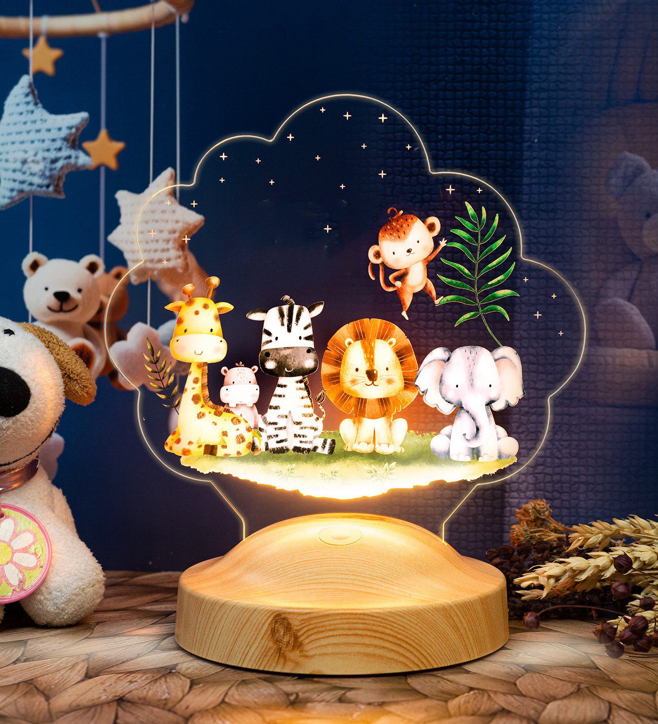Geschenkelampe LED Nachttischlampe Safari Nachtlicht 3D günstig online kaufen