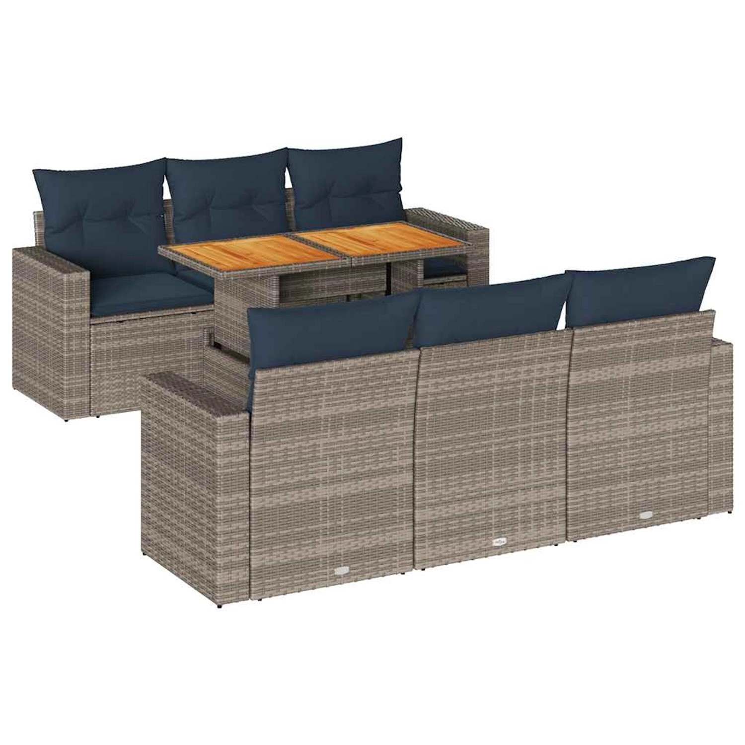 vidaXL 7-Tlg Garten-Sofagarnitur mit Kissen Grau Poly Rattan 3327001 günstig online kaufen