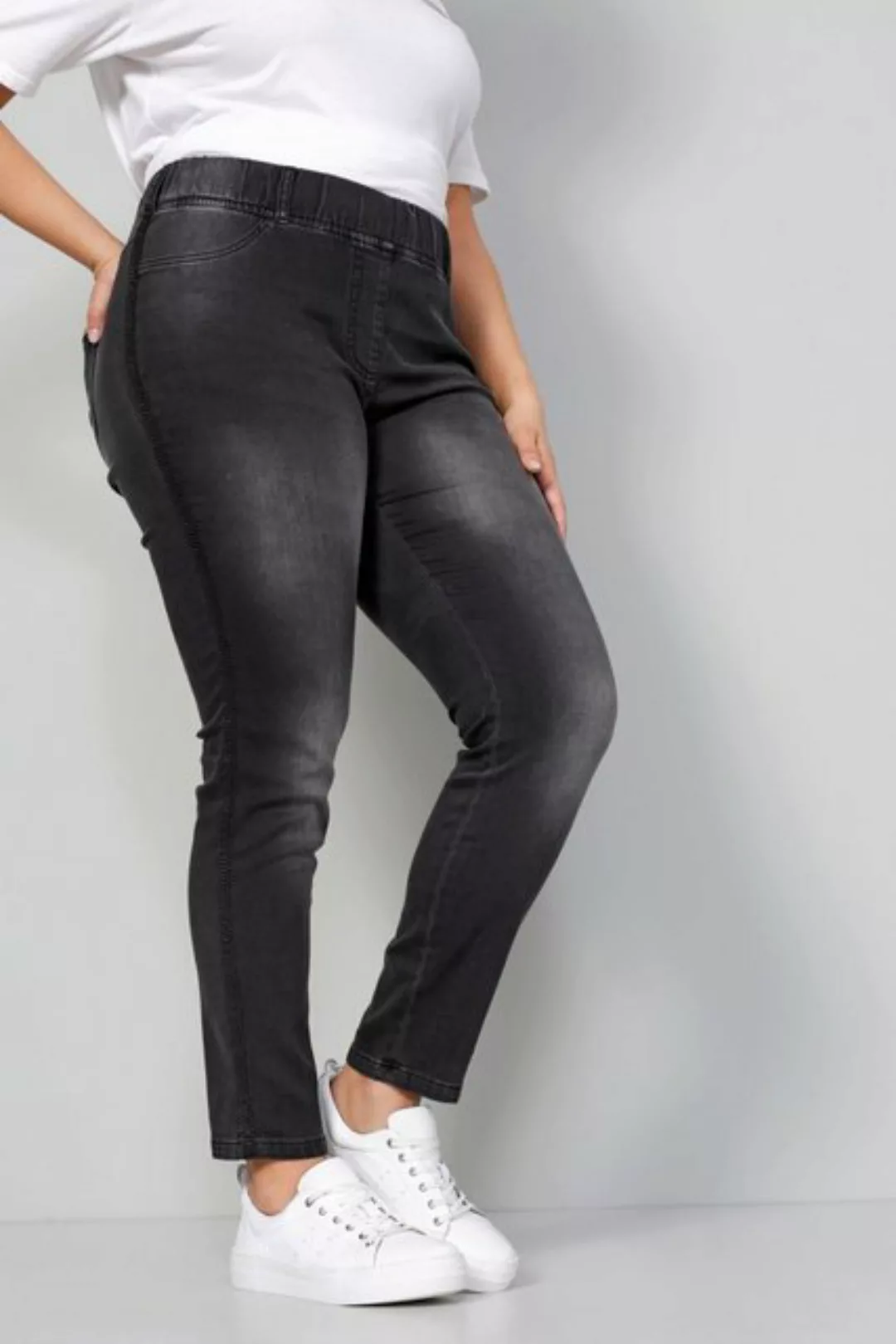 MIAMODA Lederimitathose Jeggings Tight Fit Zierstreifen Elastikbund günstig online kaufen